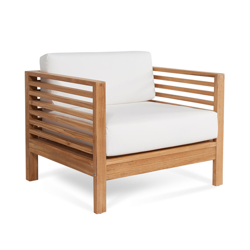 Rosecliff Heights Crider Teak Patio Chair with Cushions Wayfair